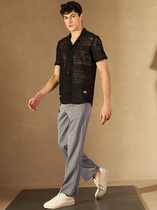 dennison men textured smart loose fit easy wash trousers dennison men textured smart loose fit easy wash trousers