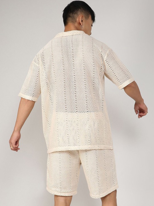 white short sleeves pure cotton crochet shirt & short white short sleeves pure cotton crochet shirt & short