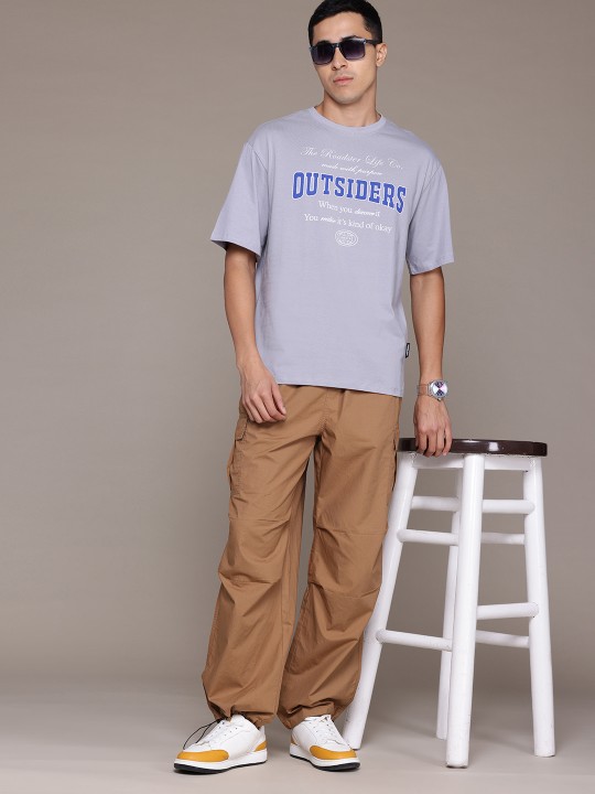 roadster the lifestyle co. men pure cotton pleated cargos trousers roadster the lifestyle co. men pure cotton pleated cargos trousers