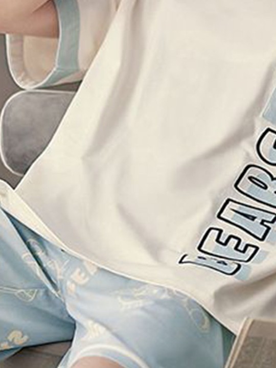 printed pure cotton t shirt with shorts printed pure cotton t shirt with shorts