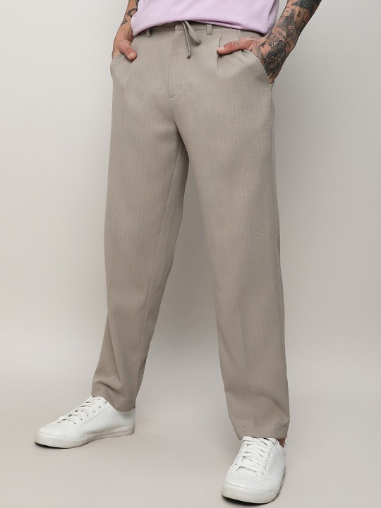 campus sutra men beige relaxed cotton easy wash trousers campus sutra men beige relaxed cotton easy wash trousers