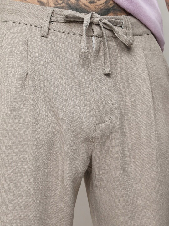 campus sutra men beige relaxed cotton easy wash trousers campus sutra men beige relaxed cotton easy wash trousers