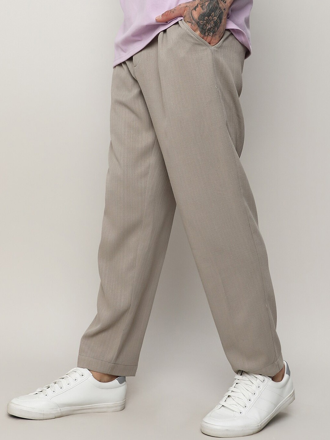 campus sutra men beige relaxed cotton easy wash trousers campus sutra men beige relaxed cotton easy wash trousers